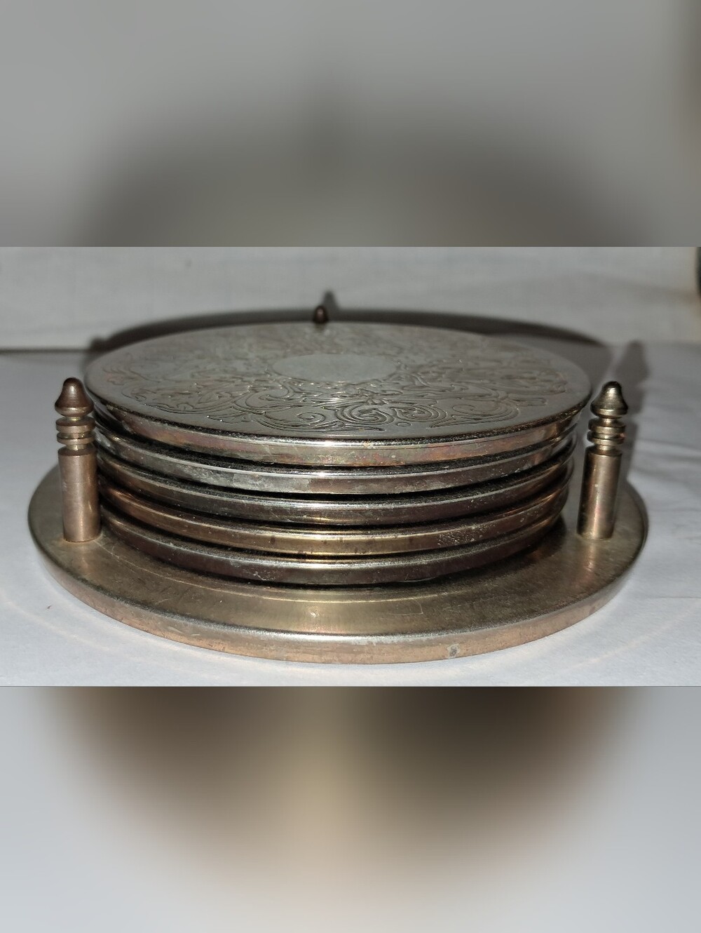 COASTERS TARNISHED SILVERTONE